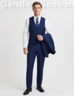 Men's Stretch Slim Fit 5-Piece Suit Set with Blazer, Vest, Pants, Bow Tie, Necktie and Pocket Square - Image 7