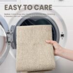 EARTHALL Washable Area Rug 3x5 Ft Non Slip Rugs for Entryway, Braided Rubber Backed Throw Rugs Door Mat Indoor Outdoor Entrance, Cotton Woven Carpet for Kitchen Foyer Front Door, Send/Beige - Image 4