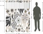 No Hook Boho Farmhouse Floral Shower Curtain with Snap Liner, Abstract Waterproof Curtain Double with Mesh Top Window, Modern Decor for Luxury Hotel Grade Bathroom 71" X 74" - Image 3