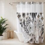 No Hook Boho Farmhouse Floral Shower Curtain with Snap Liner, Abstract Waterproof Curtain Double with Mesh Top Window, Modern Decor for Luxury Hotel Grade Bathroom 71" X 74" - Image 4
