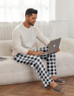 Ekouaer Mens Pajama Pants Lounge Pants with Pockets Soft Sleep Pants Loose Fit Pj Bottoms with Drawstring S-XXL - Image 3