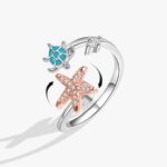 PINK TOWN Sea Turtle Starfish Ring Sea Star Summer Beach Jewelry Adjustable Cute Ring Ocean Series Vacation Sea Turtle Sea Star Ring Teen for Women - Image 4