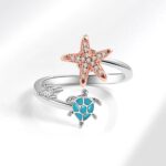 PINK TOWN Sea Turtle Starfish Ring Sea Star Summer Beach Jewelry Adjustable Cute Ring Ocean Series Vacation Sea Turtle Sea Star Ring Teen for Women - Image 5