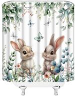 GCTNBJL Spring Easter Shower Curtain Bunny Green Eucalyptus Leaves Floral Butterfly Cute Rabbit Nature Rustic Holiday 70x70(WxH) Inches Bathroom Decor Fabric Curtain with Hooks - Image 5