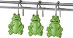 Twofishes Green Frog Shower Curtain Hooks S/12 Decorative Frog Shower Curtain Hooks Set of 12 Rust Proof Resin Shower Curtain Rings Pack of 12 - Image 3