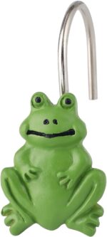 Twofishes Green Frog Shower Curtain Hooks S/12 Decorative Frog Shower Curtain Hooks Set of 12 Rust Proof Resin Shower Curtain Rings Pack of 12 - Image 6