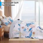 weigelia Coastal Quilt Set Queen Size - Sea Turtle Ocean Print Lightweight Soft Microfiber Summer Comforter with 2 Pillow Cases - Beach Bedding Coverlet Decor for All Seasons, Bedroom & Guest Room - Image 3