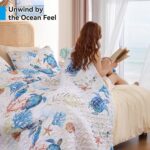 weigelia Coastal Quilt Set Queen Size - Sea Turtle Ocean Print Lightweight Soft Microfiber Summer Comforter with 2 Pillow Cases - Beach Bedding Coverlet Decor for All Seasons, Bedroom & Guest Room - Image 5