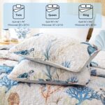 weigelia Coastal Quilt Set Queen Size - Sea Turtle Ocean Print Lightweight Soft Microfiber Summer Comforter with 2 Pillow Cases - Beach Bedding Coverlet Decor for All Seasons, Bedroom & Guest Room - Image 9