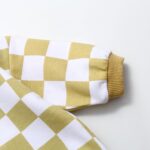 Bafeicao Baby Boy Girl Checkerboard Sweatshirt Romper Organic Cotton Checkered Bubble Romper Oversized Long Sleeve - Image 4