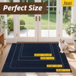 JSEI Entryway Rugs Doormat 32"x48", Non-Slip Dirt Trapper Door Mats Indoor, Washable Absorbent and Stain Resist Welcome Floor Mat for Front Door, Dog Door Mat, Dirty Wet Shoes & Paws, Navy Blue - Image 3