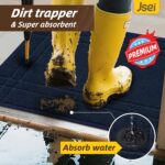 JSEI Entryway Rugs Doormat 32"x48", Non-Slip Dirt Trapper Door Mats Indoor, Washable Absorbent and Stain Resist Welcome Floor Mat for Front Door, Dog Door Mat, Dirty Wet Shoes & Paws, Navy Blue - Image 4