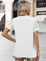 Womens Tops Summer Loose Casual Crewneck Lace Sleeve T Shirts Fashion Beach Vacation Clothes Cute Blouse 2026 - Image 3