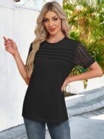 Womens Tops Summer Loose Casual Crewneck Lace Sleeve T Shirts Fashion Beach Vacation Clothes Cute Blouse 2026 - Image 6