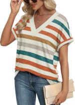 WIHOLL Womens Summer Tops Short Dolman Sleeve Shirts 2026 Fashion V Neck Outfits Clothes - Image 5