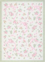 GarveeHome Coquette Pink and Green Bow Rugs for Bedroom Girls, 4x6 Rug for Living Room with Soft Low Pile, Floral Washable Area Rug for Nursery Kids Dorm Playroom - Image 5