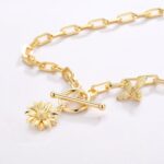 Gold Necklace for Women 18K Plated Sun Paperclip Necklaces Sun Chain Link Necklace - Image 5