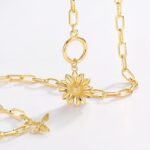 Gold Necklace for Women 18K Plated Sun Paperclip Necklaces Sun Chain Link Necklace - Image 7