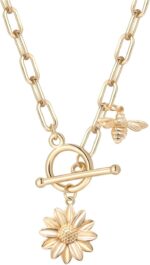 Gold Necklace for Women 18K Plated Sun Paperclip Necklaces Sun Chain Link Necklace - Image 10