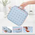 M Y U R E N Travel Makeup Bag,Waterproof Cosmetic Organizer, Adjustable Dividers,Portability Cosmetic Train Case,Makeup organizer,Gift for Women,Girls Gift (Blue+Pink) - Image 4