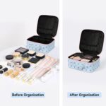 M Y U R E N Travel Makeup Bag,Waterproof Cosmetic Organizer, Adjustable Dividers,Portability Cosmetic Train Case,Makeup organizer,Gift for Women,Girls Gift (Blue+Pink) - Image 5