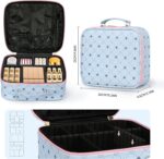 M Y U R E N Travel Makeup Bag,Waterproof Cosmetic Organizer, Adjustable Dividers,Portability Cosmetic Train Case,Makeup organizer,Gift for Women,Girls Gift (Blue+Pink) - Image 6