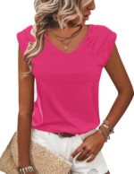 Zeagoo Womens Tops Cute Loose Tank Tops Trendy Casual Dressy Shirts V Neck Cap Sleeve Tops Summer Outfits - Image 3