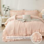 ANGIYUIN Pink Comforter Set Full Size 5 Pieces Double-Layer Ruffled Bed in A Bag with Sheets Soft Farmhouse Shabby Maicrofiber Bedding Set for Girls Women(Pink Full) - Image 5
