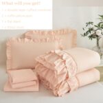 ANGIYUIN Pink Comforter Set Full Size 5 Pieces Double-Layer Ruffled Bed in A Bag with Sheets Soft Farmhouse Shabby Maicrofiber Bedding Set for Girls Women(Pink Full) - Image 6