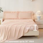 ANGIYUIN Pink Comforter Set Full Size 5 Pieces Double-Layer Ruffled Bed in A Bag with Sheets Soft Farmhouse Shabby Maicrofiber Bedding Set for Girls Women(Pink Full) - Image 8