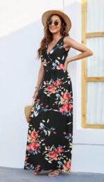 AUSELILY Women's Sleeveless Formal Dress Deep V Neck Loose Plain Cocktail Long Maxi Dresses with Pockets 2026 New - Image 3