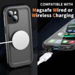 Cozycase for iPhone 15 Plus Waterproof Shockproof Dustproof Case - Heavy Duty/360 Full Body/Military Grade/Protective/Rugged 【8FT Drop Proof】 Built in Screen/Camera Protector with Lanyard Black - Image 10