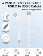 45W iPhone 17 16 15 Charger Fast Charging, 2Pack Dual Port USB C Charger Block with Long 60W 3/6/10/10FT USB C to C Cable, PD 3.0 Wall Charger Plug for iPhone 17/16 Pro Max/15 Series/iPad Pro - Image 7