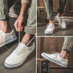 FRACORA Mens White Canvas Shoes Low Top Canvas Sneakers Lace Up Casual Shoes - Image 3