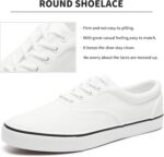 FRACORA Mens White Canvas Shoes Low Top Canvas Sneakers Lace Up Casual Shoes - Image 5
