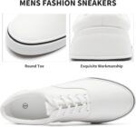 FRACORA Mens White Canvas Shoes Low Top Canvas Sneakers Lace Up Casual Shoes - Image 6