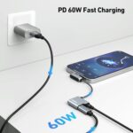 BENFEI USB C to Audio Jack Adapter with 60W Fast Charging, USB-C to 3.5mm Female Headphone Compatible with iPhone 15 Pro Max/15 Pro/15, Samsung Galaxy S24/S23/S22/S21 Ultra, iPad Pro, Pixel 8 Grey - Image 5