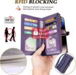 Compatible with iPhone 17 Pro Max 6.9" Wallet Case with RFID Blocking Card Holder for Women, PU Leather Flip Zipper Wallet Detachable Magnetic Phone Case Crossbody Strap, Purple - Image 6