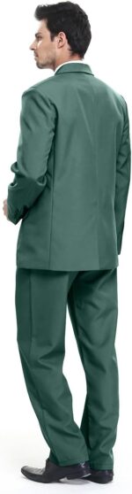 U LOOK UGLY TODAY Men's Suit 2 Piece Solid Color Regular Fit with Jacket Tie Pants for Prom Wedding Party - Image 3