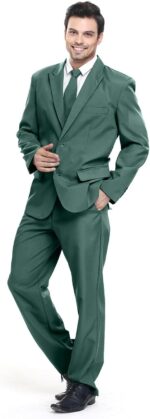 U LOOK UGLY TODAY Men's Suit 2 Piece Solid Color Regular Fit with Jacket Tie Pants for Prom Wedding Party - Image 4