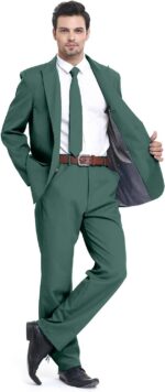 U LOOK UGLY TODAY Men's Suit 2 Piece Solid Color Regular Fit with Jacket Tie Pants for Prom Wedding Party - Image 5