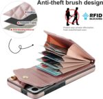 Asuwish Phone Case for Samsung Galaxy S21 Plus/S21+ 5G with Tempered Glass Screen Protector, Crossbody Ring, RFID Blocking, Wallet, Kickstand, Rose Gold - Image 5