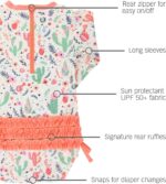 RuffleButts Baby Girls UPF 50+ Sun Protection Novelty Print Long Sleeve One Piece Rash Guard Swimsuit with Zipper - Desert Blossoms X, 6-12m - Image 5