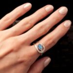 Blue Turquoise Ring for Women Boho Simple Statement Rings Minimalist Bohemian Geometric Lines Lady's Jewelry Oval Stone Stackable Rings Fashion Gift - Image 8