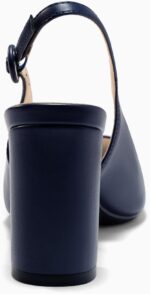 Women's Pointed Toe Block Heel Pumps Slingback Chunky Heel Slip On Work Party Dress Shoes - Image 4