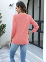 TICTICMISS Womens Button Down Shirts 3/4 Sleeve Tops Casual V Neck T Shirts Loose Fit Trendy Summer Tees Tunic 2026 - Image 6