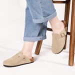 Women's Suede Clogs Men's Slip-On Mules Non-Slip Potato Shoes Arch Support Sandals with Adjustable Buckle for Indoor & Outdoor Use - Image 3