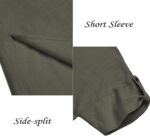 COOFANDY Men's V-Neck Linen Robe Short Sleeve Kaftan Thobe Long Gown Casual Shirt for Beach, Summer - Image 6