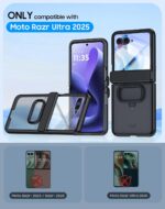 for Motorola Razr Ultra 2026 Case/Razr Ultra 2025 Case with Ring Holder,Hinge Protection, Screen Protector, Translucent Frosted Shockproof Slim Cover for Razr Ultra 2026/2025 -Black - Image 3