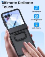 for Motorola Razr Ultra 2026 Case/Razr Ultra 2025 Case with Ring Holder,Hinge Protection, Screen Protector, Translucent Frosted Shockproof Slim Cover for Razr Ultra 2026/2025 -Black - Image 4